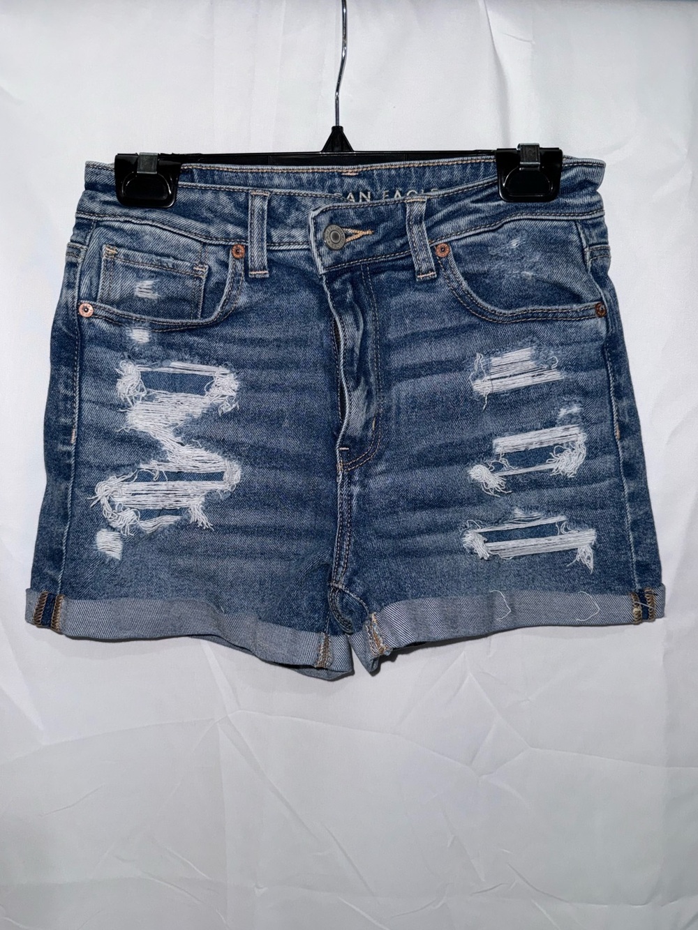 AE High-Rise Distressed Denim Shorts